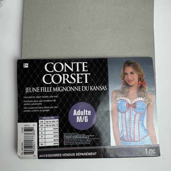 Kansas Cutie Adult Corset Bustier Costume Blue/Red M/L NWT - Picture 8 of 8